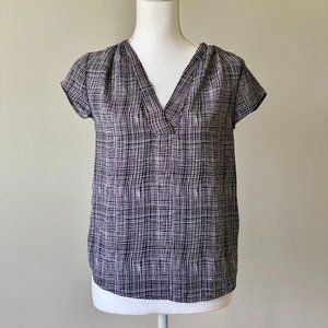 Women's Short Sleeve Blouse Black & White